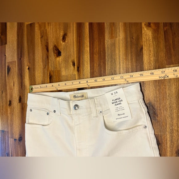 Madewell Flared Wide-Leg Crop Jeans Women's Size 29 in Pure White raw hem NEW - Picture 15 of 15